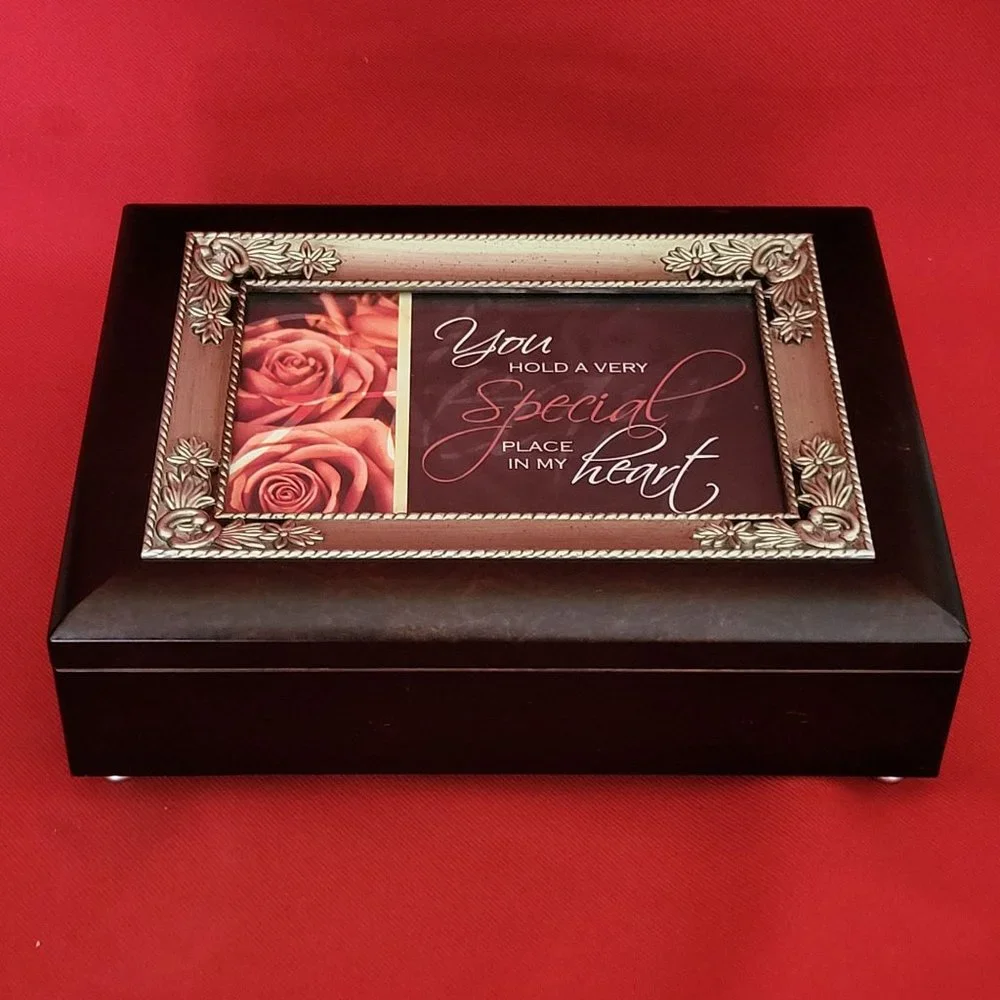 VTG Sankyo Wooden Jewelry Music Box Metal Frame